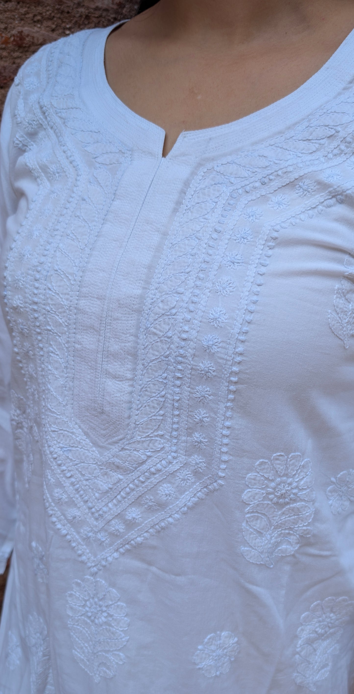 Shabnam Chikankari mulmul straight Kurta