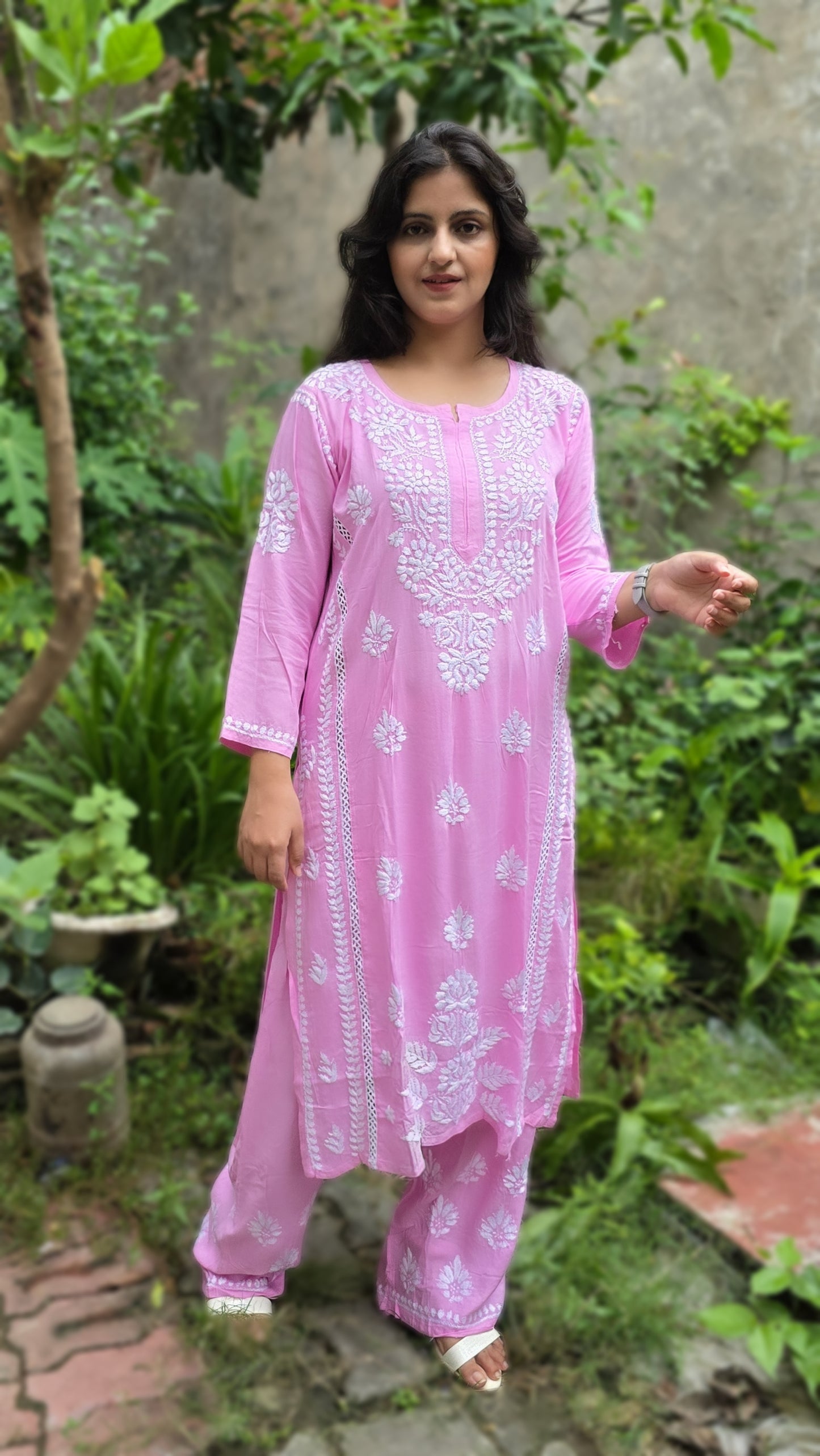Rayon Chikankari Kurta-Plazzo Set