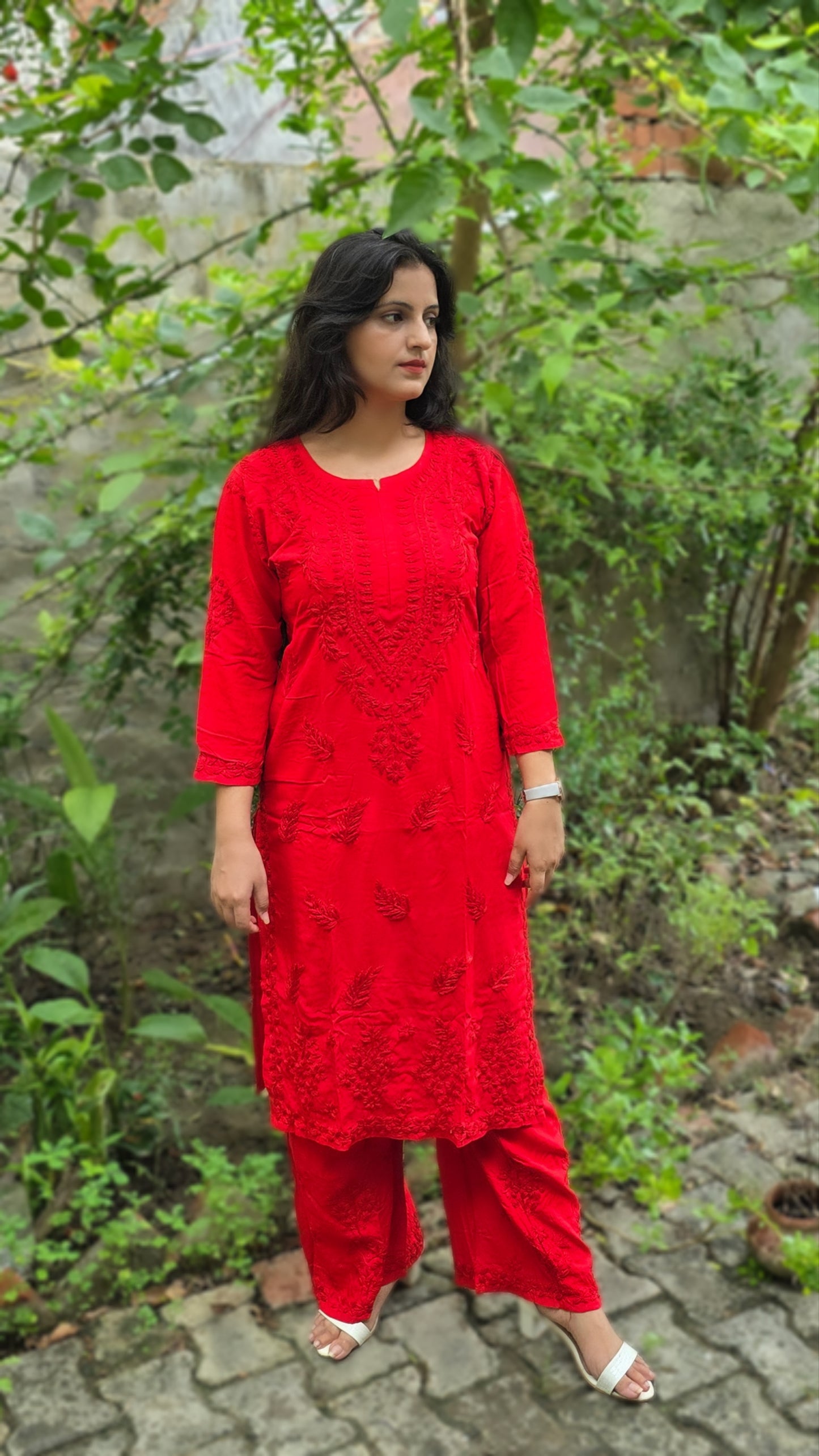 Rayon Chikankari Kurta set