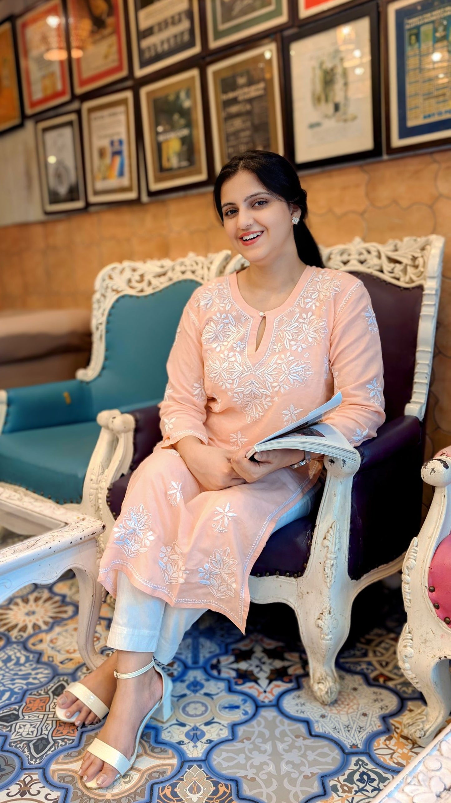 Fiza Chikankari Modal Cotton Kurta