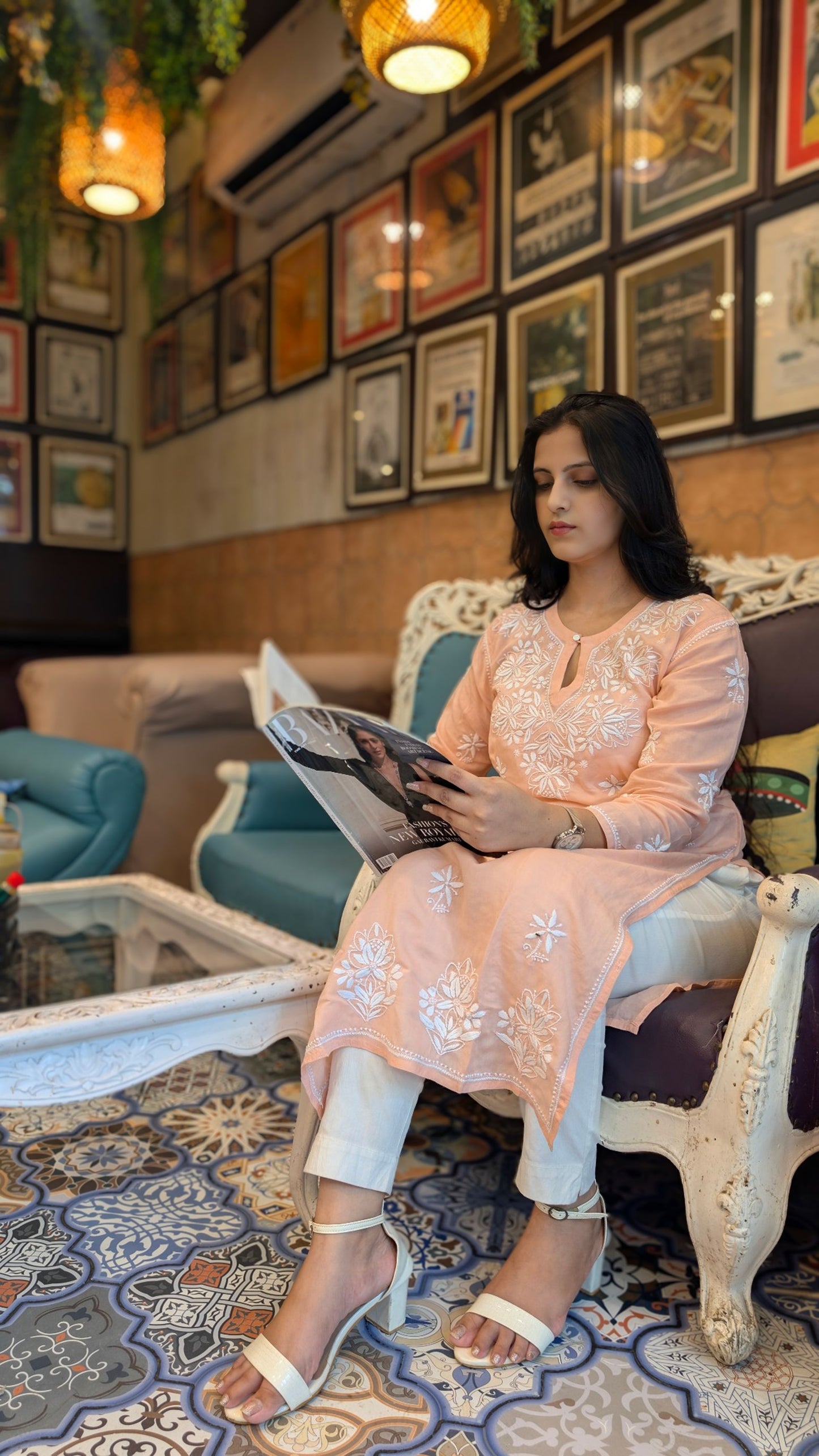 Fiza Chikankari Modal Cotton Kurta