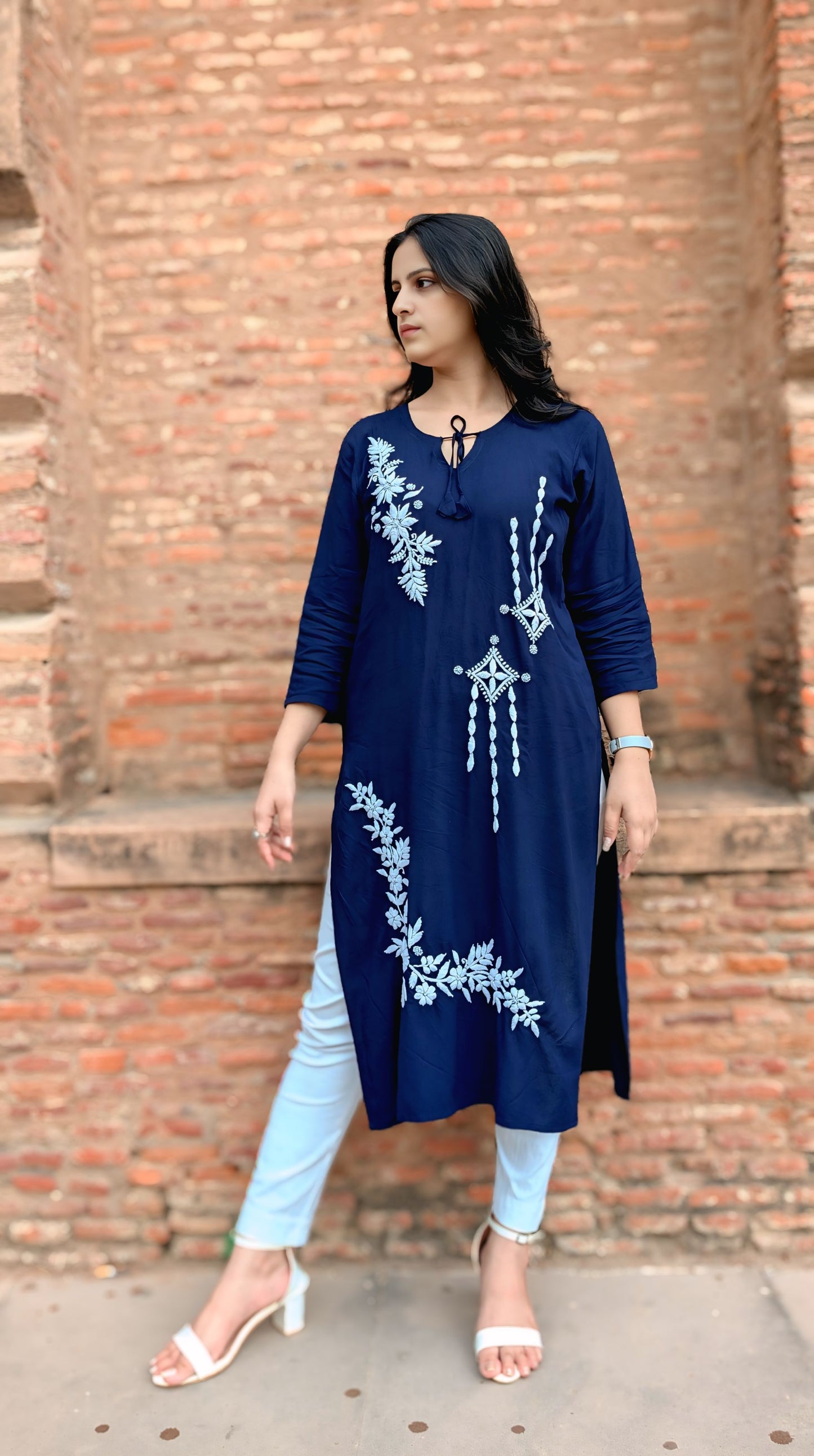 Iris Chikankari Rayon kurta