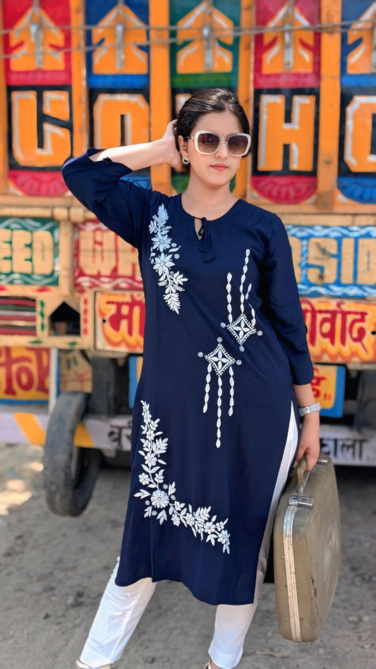 Iris Chikankari Rayon kurta