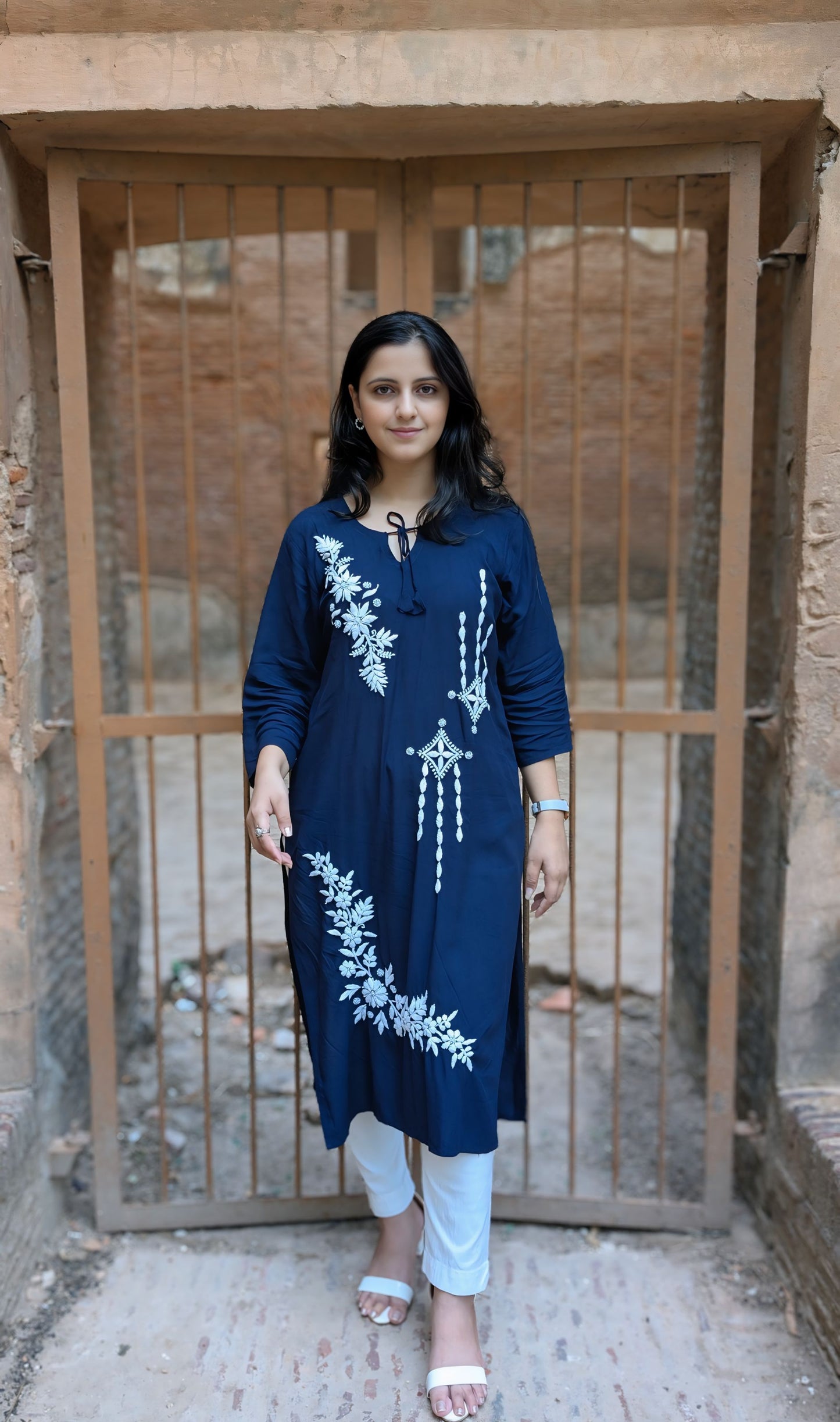 Iris Chikankari Rayon kurta