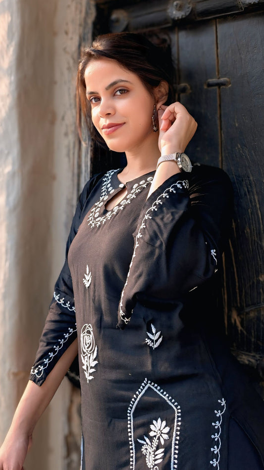 Roohani Chikankari Rayon kurta set