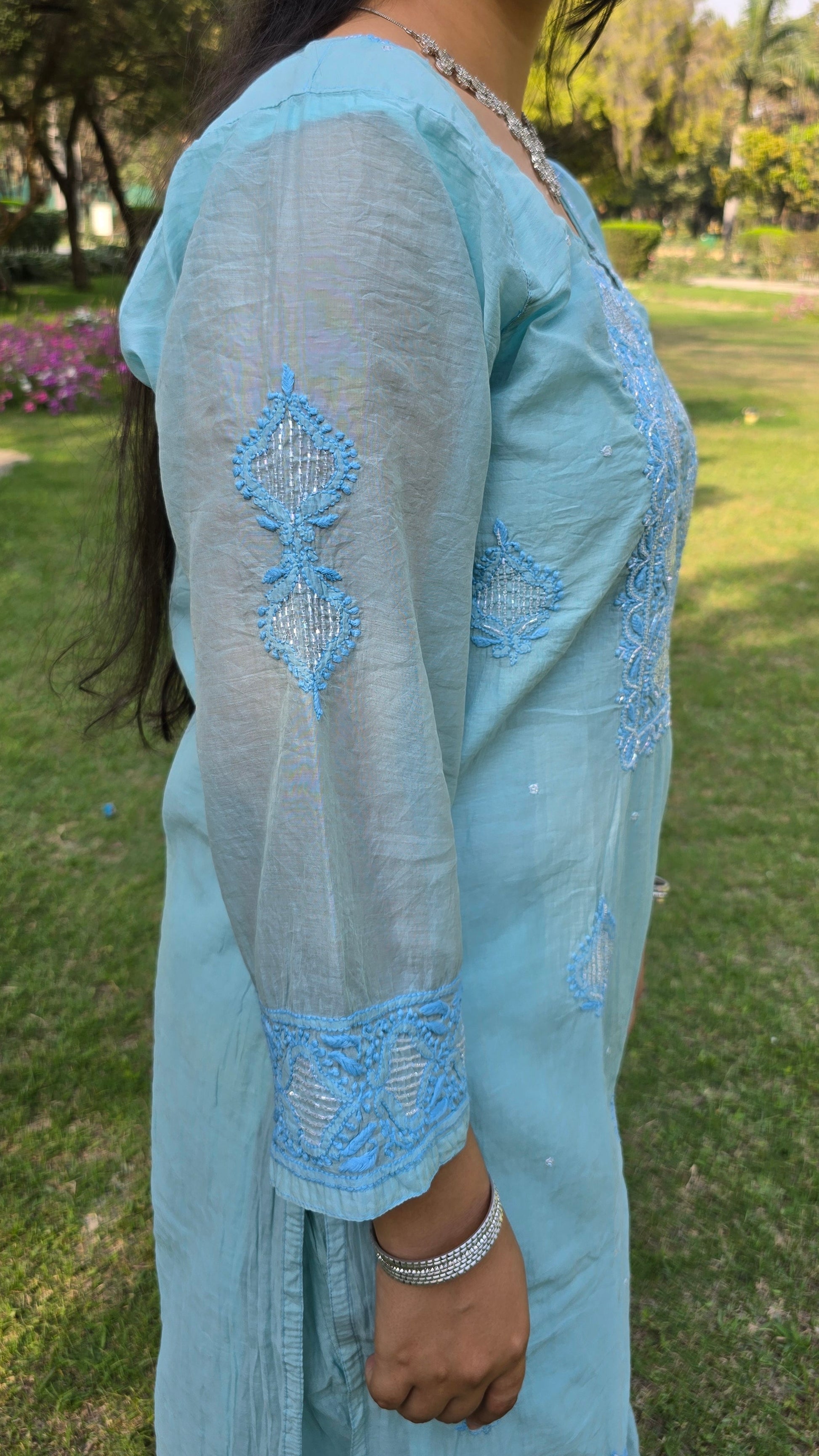 Fine chikankari with pearl and cutdana