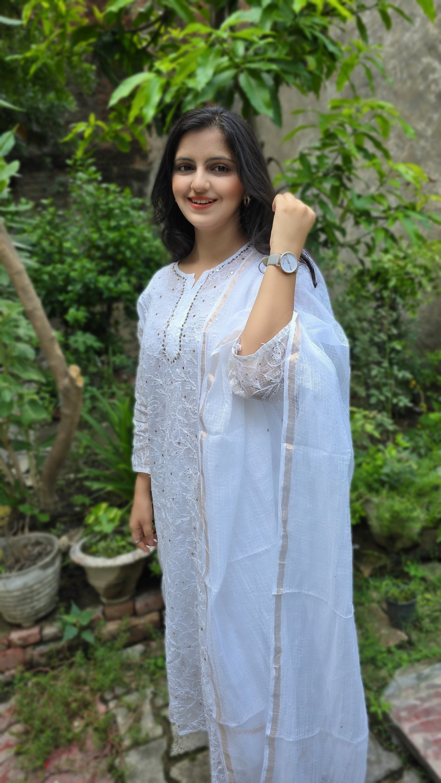 Chandani Kota Doria Chikankari kurta Set