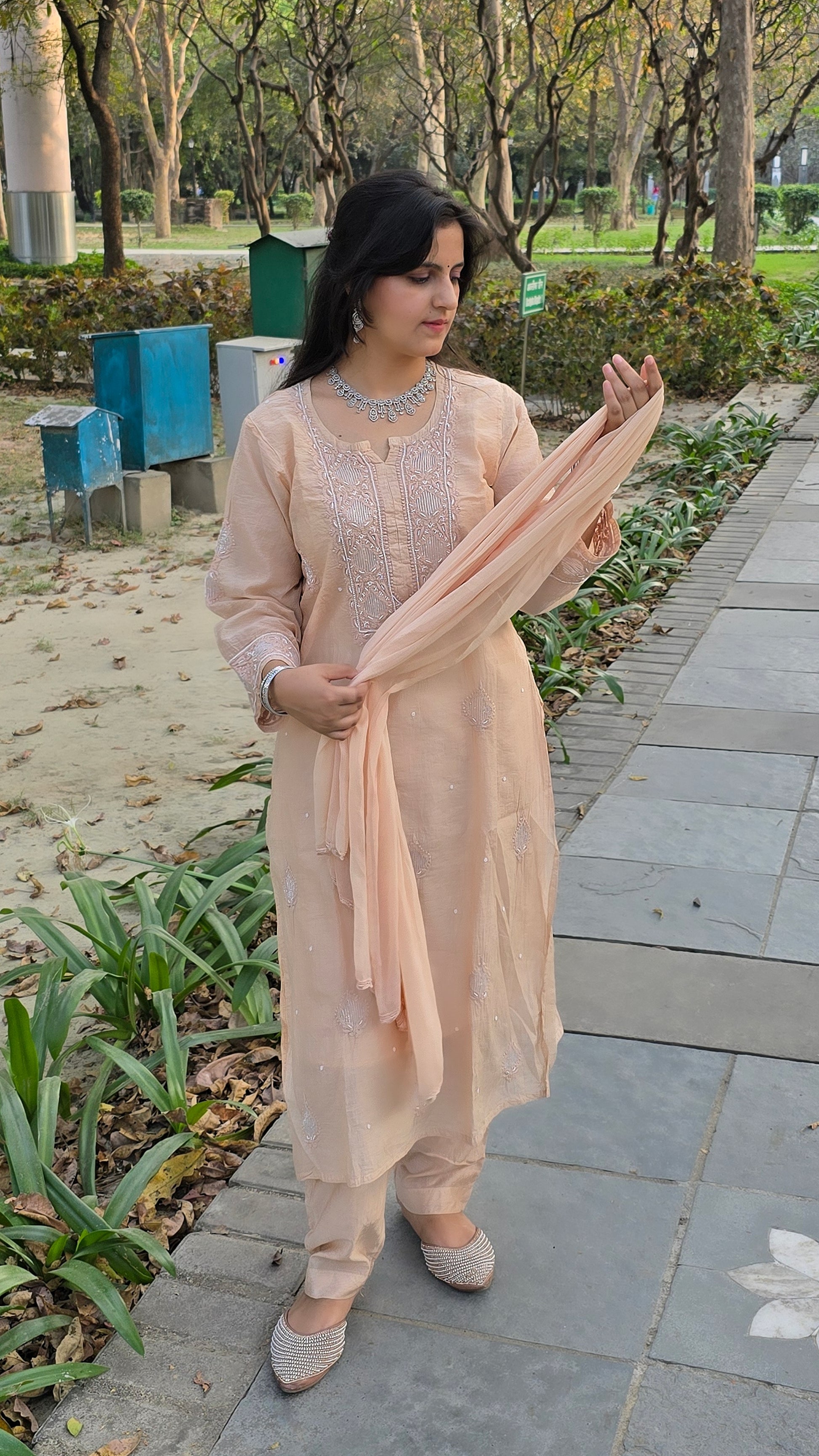 Kurta dupatta and plazzo suit set , partywear.