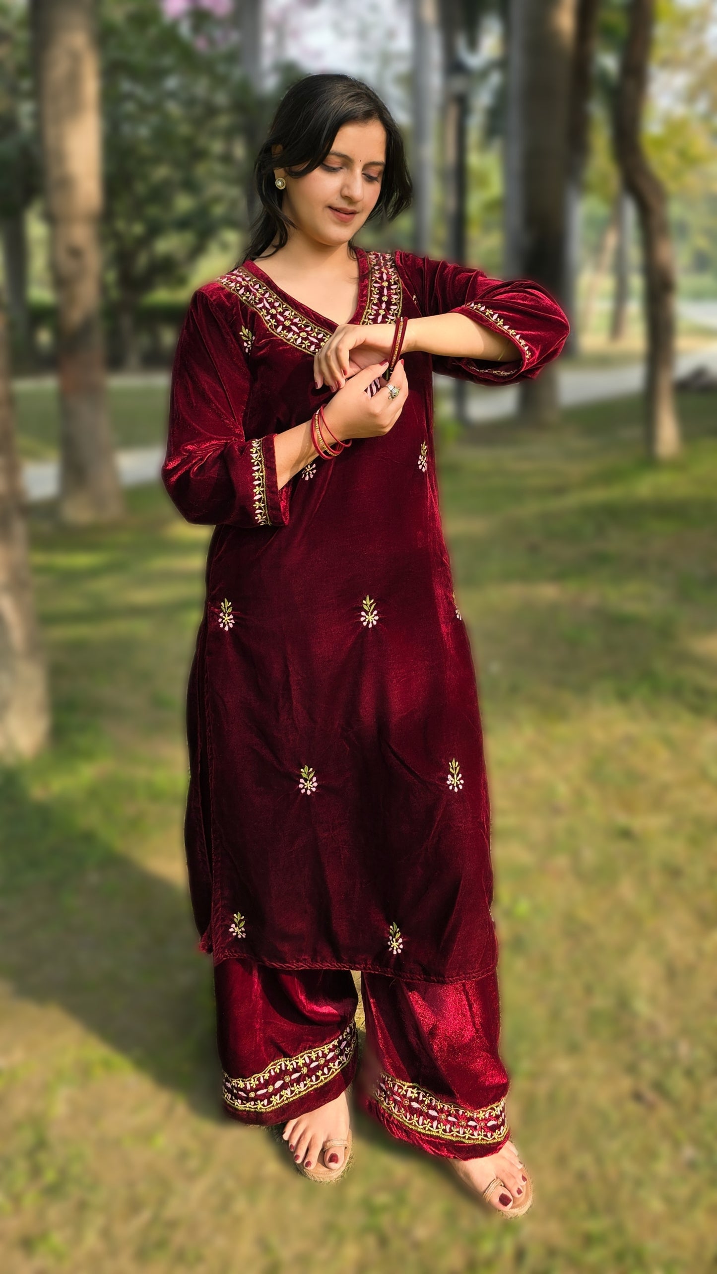 Ahmer Makhmal Chikankari Kurta Set