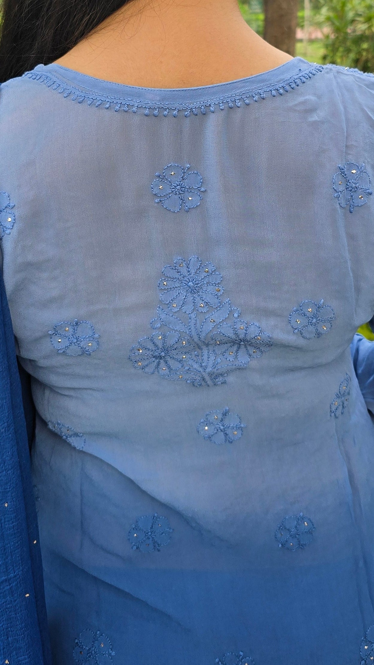Embroidery on back side of kurta 