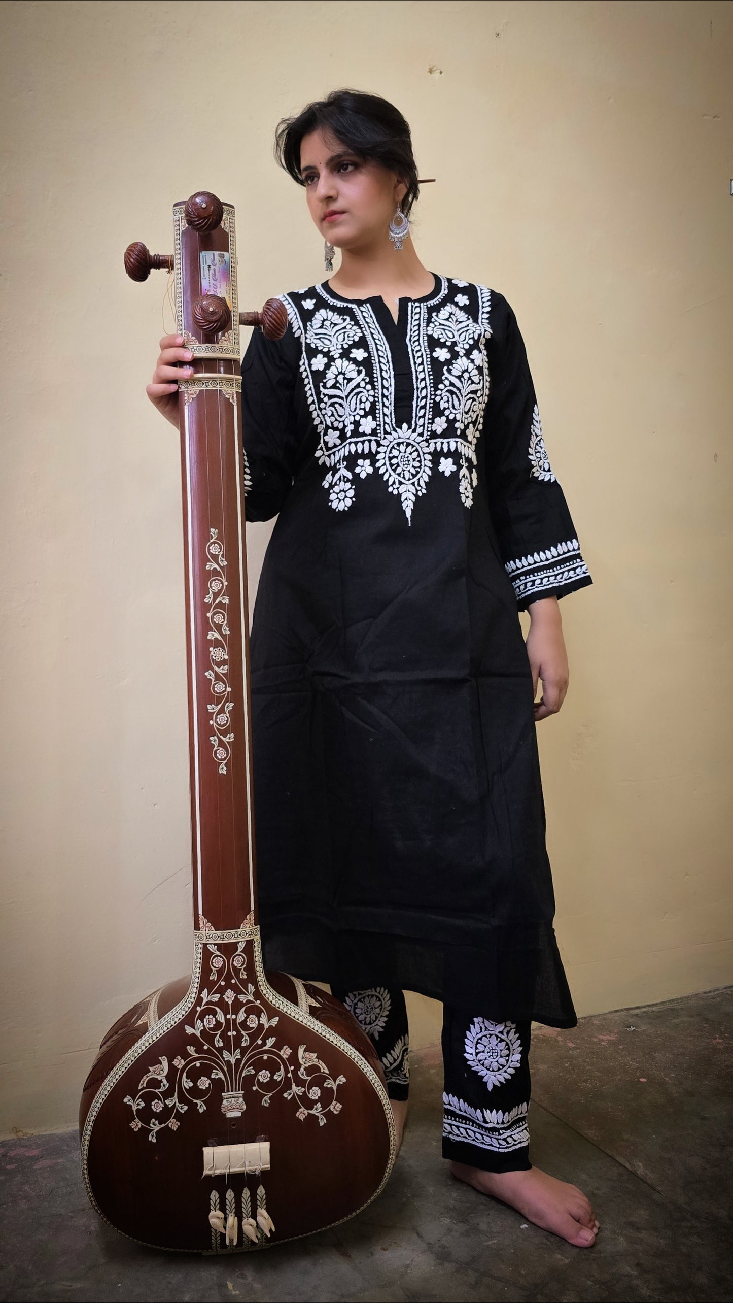 Chikankari on kurta and plazzo