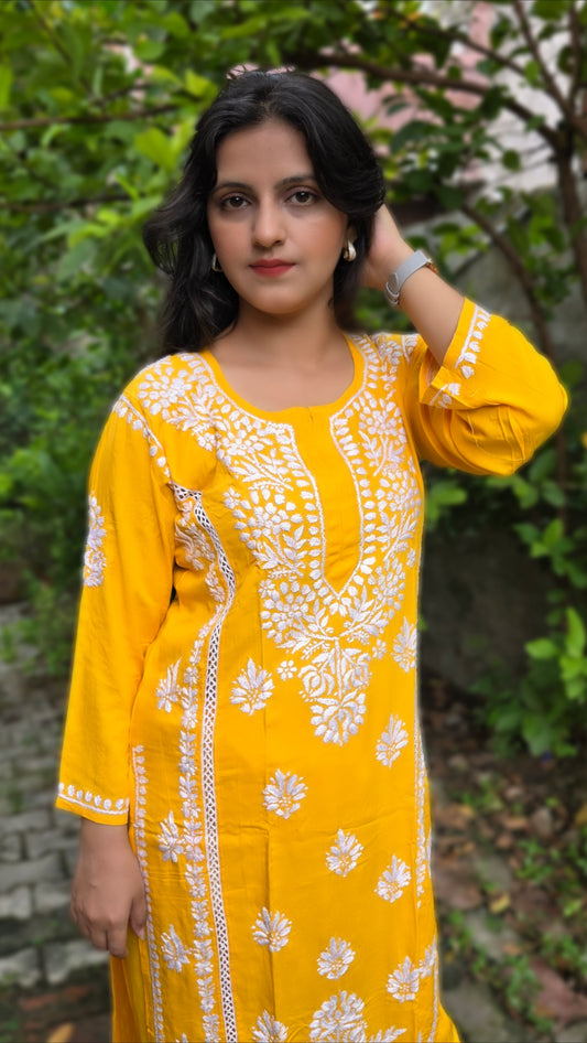 Rayon Chikankari kurta-Plazzo set