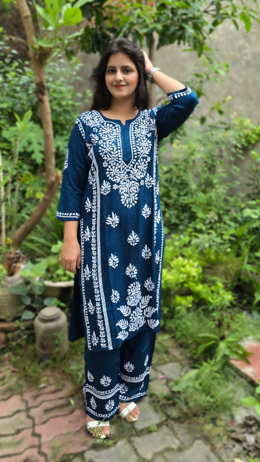 Rayon Chakinkari Kurta Plazzo Set