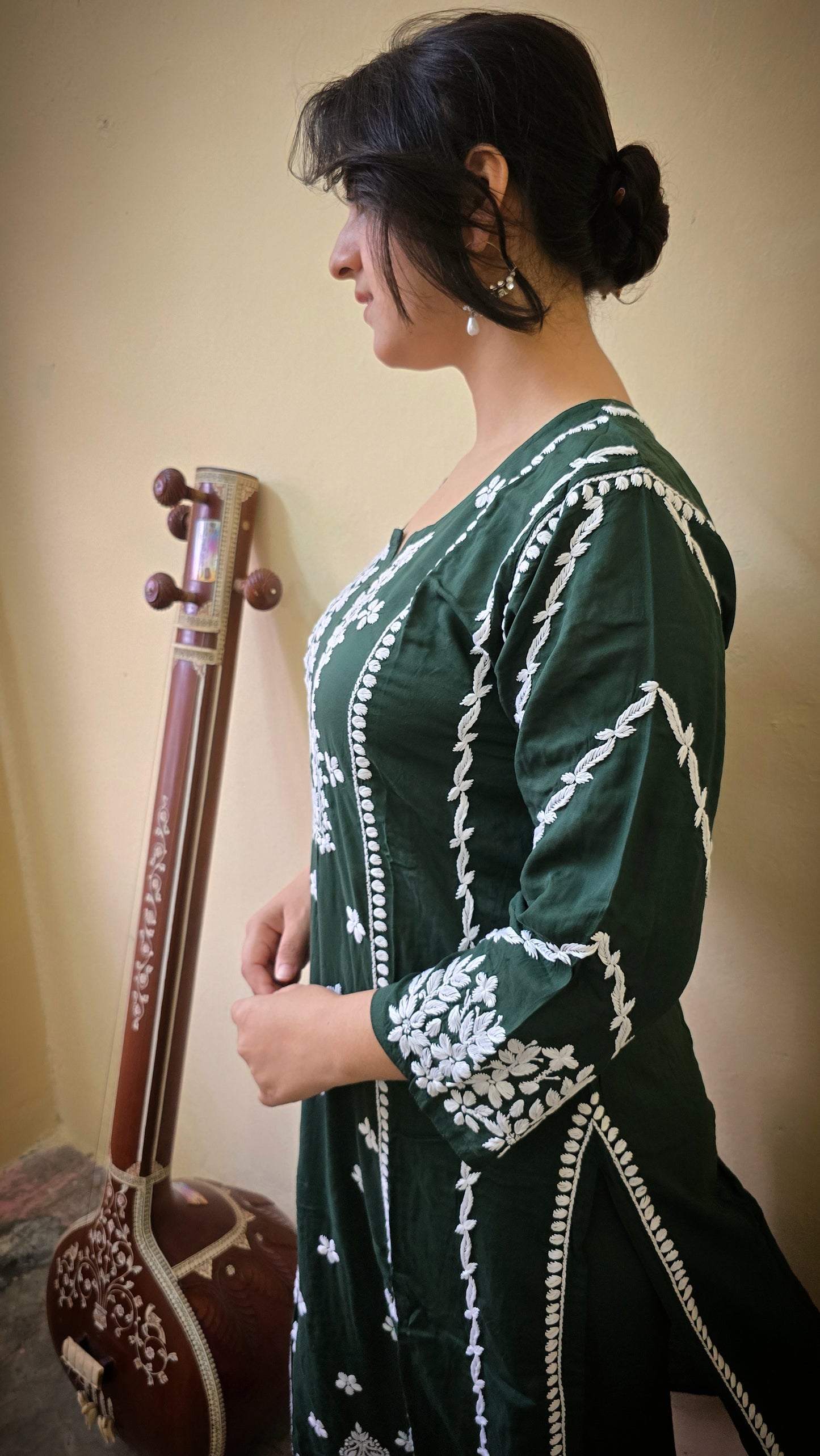 Intricate and beautifull Chikankari all over kurta and on sleeves