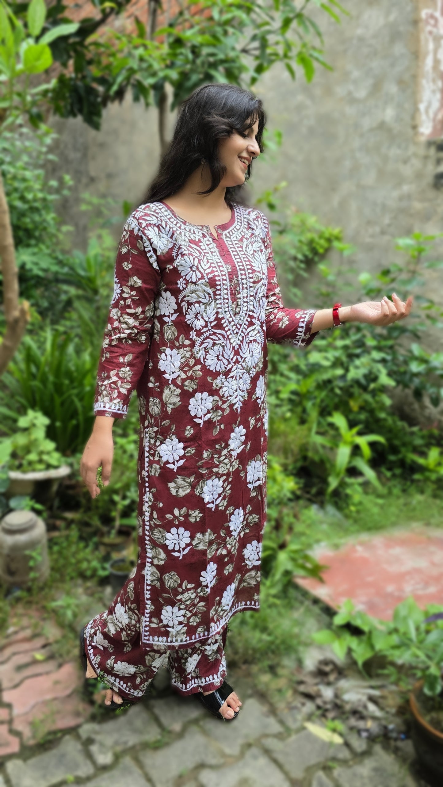 Zeenat Chikankri Mul Cotton Kurta Plazzo Set