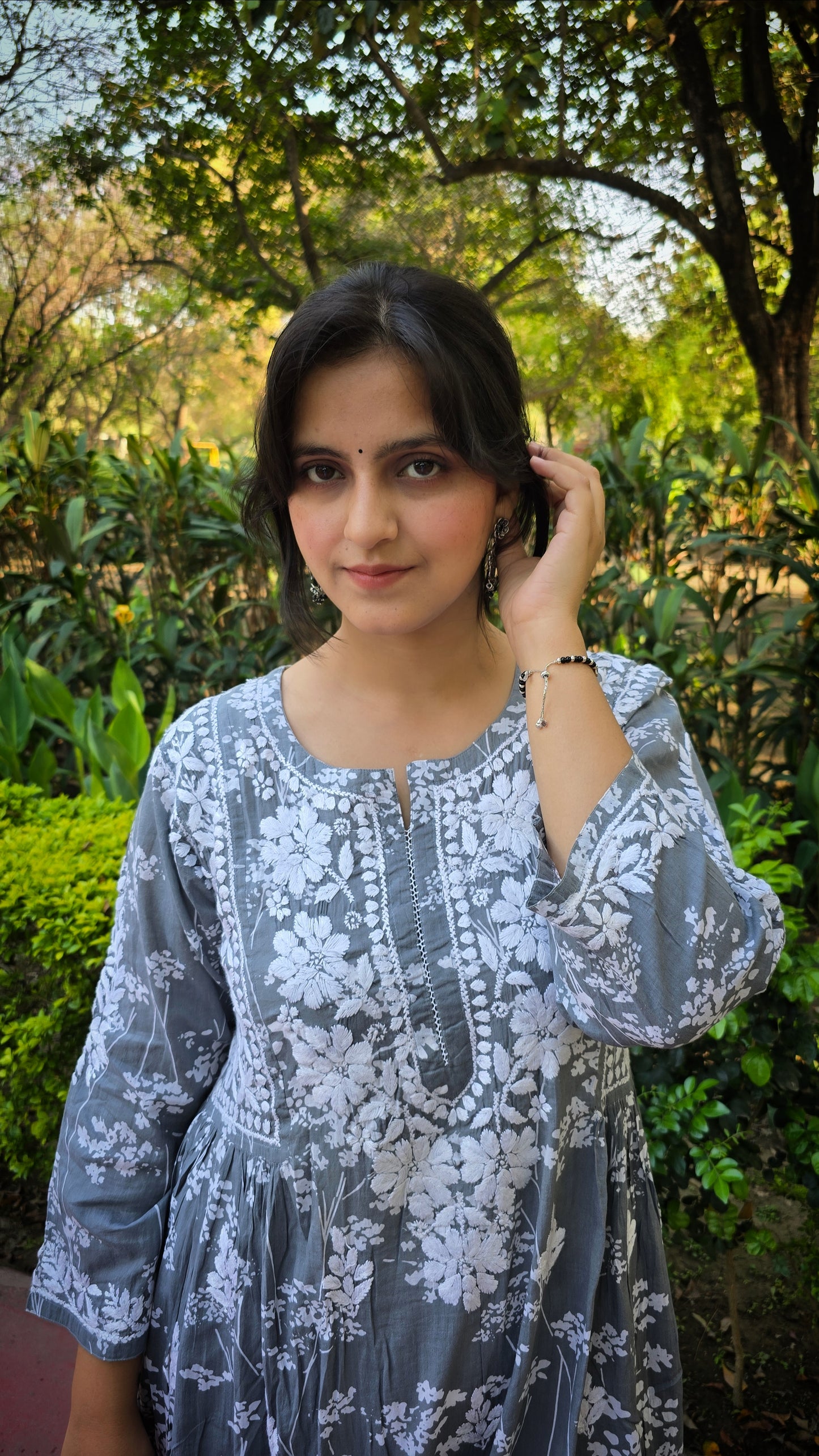 Printed x Chikankari A-line Kurti