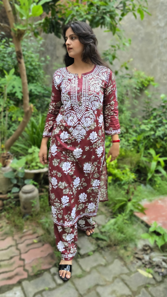 Zeenat Chikankri Mul Cotton Kurta Plazzo Set