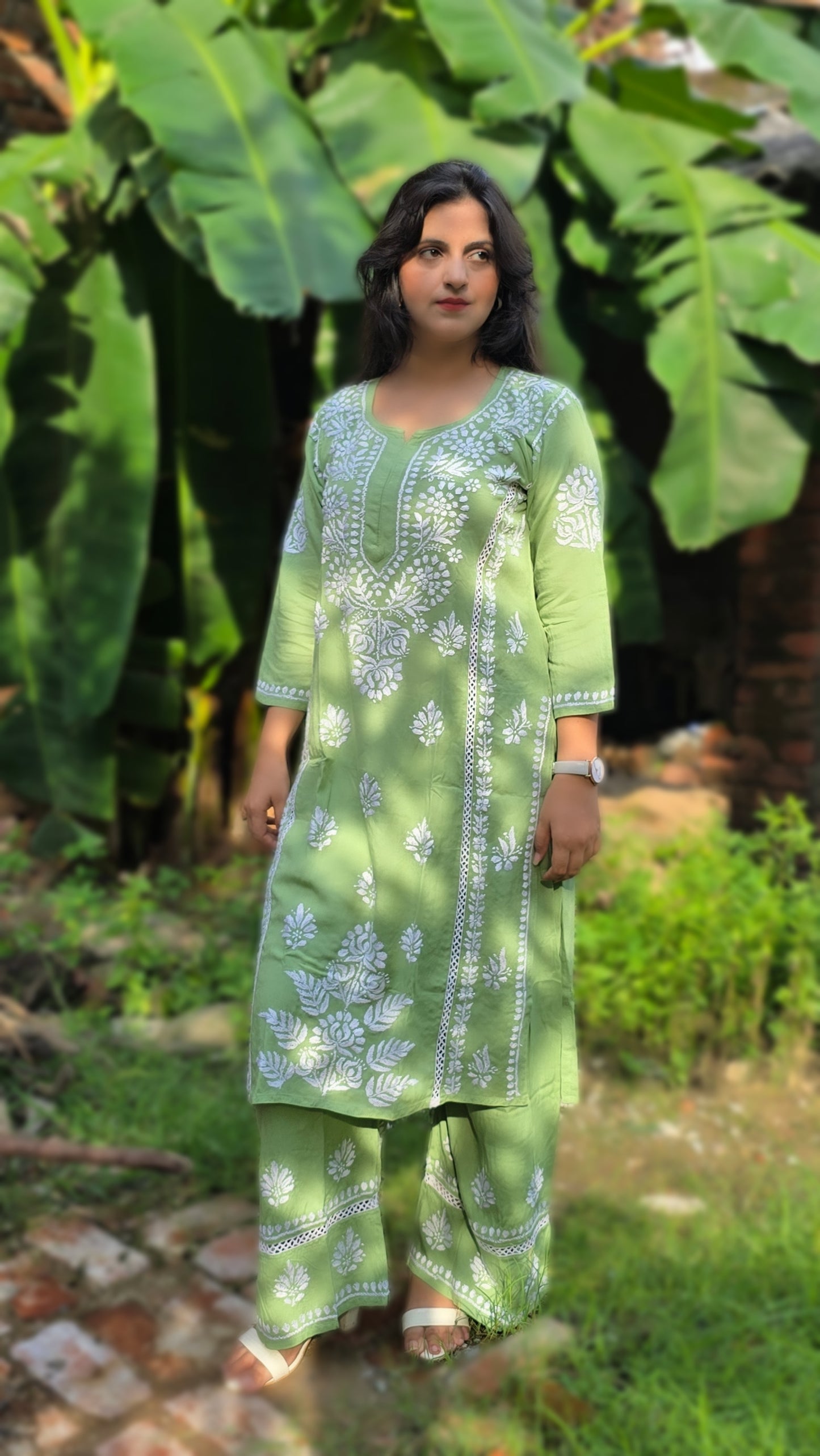 Rayon Chikankari Kurta Plazzo set