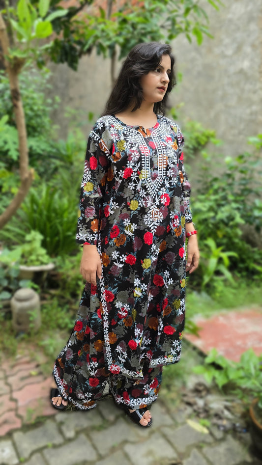 Zeenat Chikankari Mul Cotton Kurta Plazzo Set