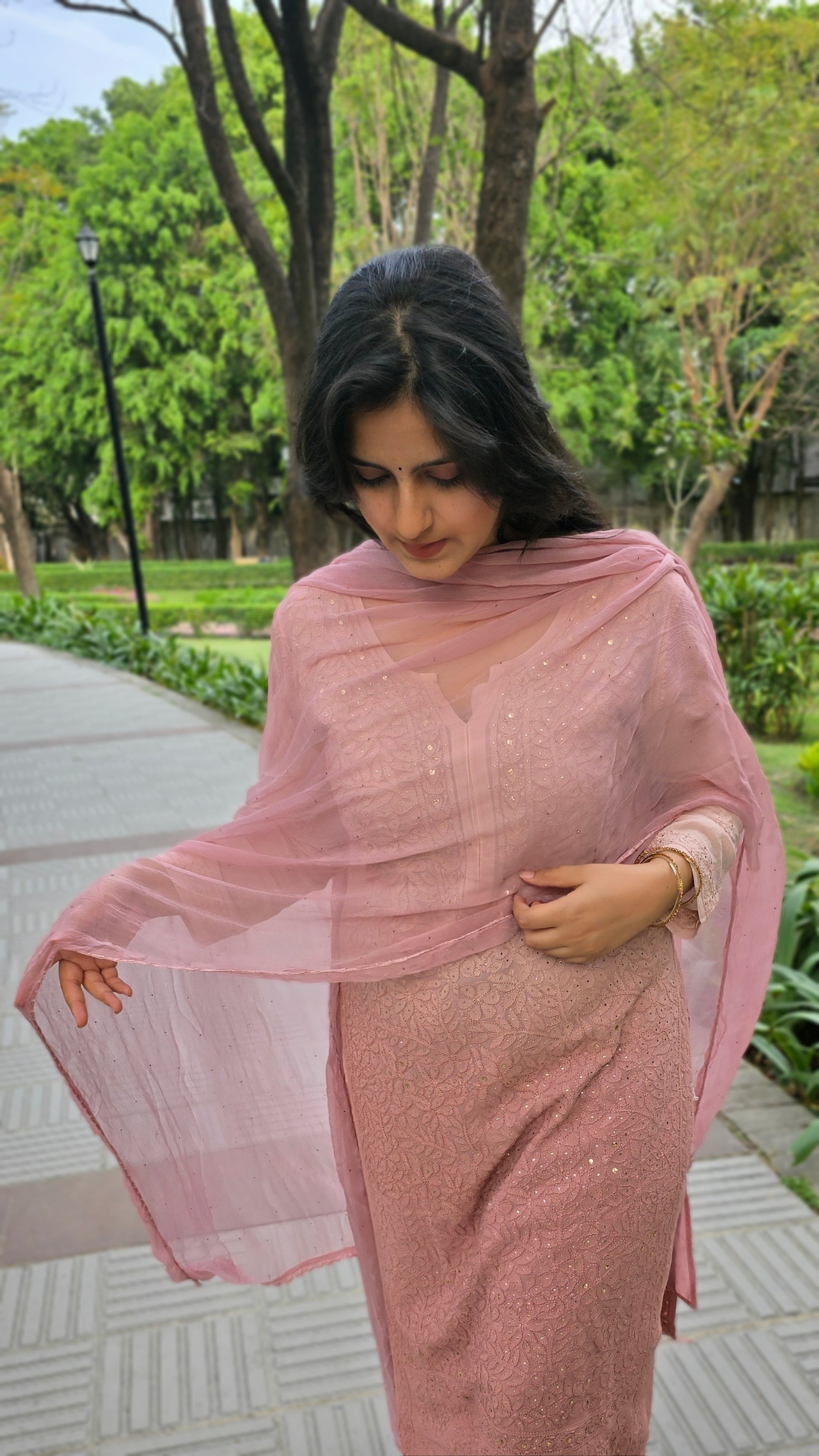 Kurta dupatta and plazzo set