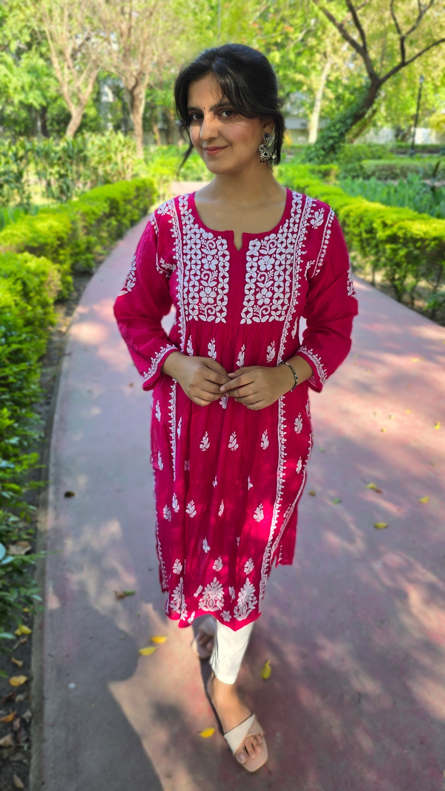A line chikankari kurta