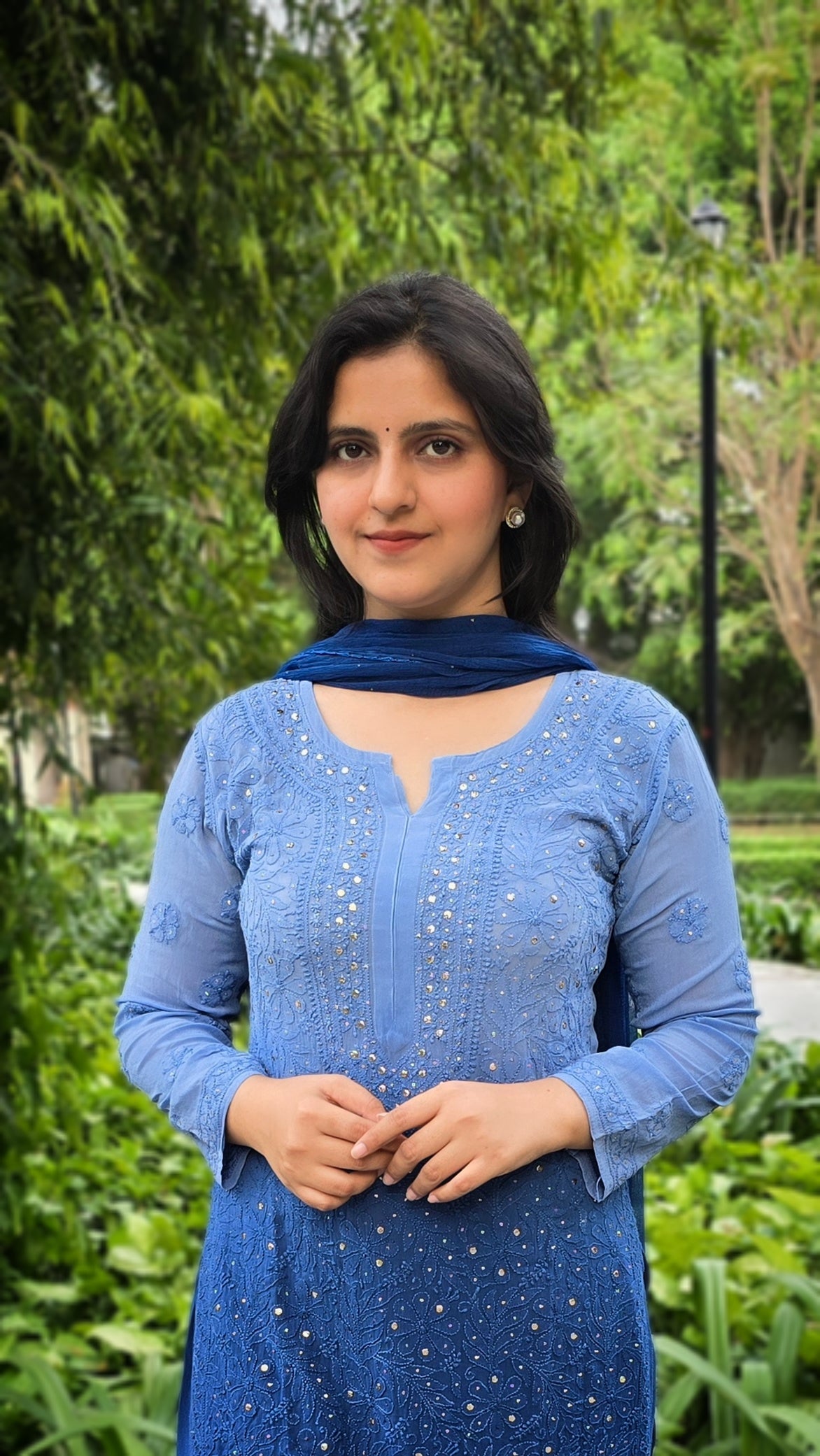 Handmade chikankari suit set on viscose georgette with mukesh emblishment