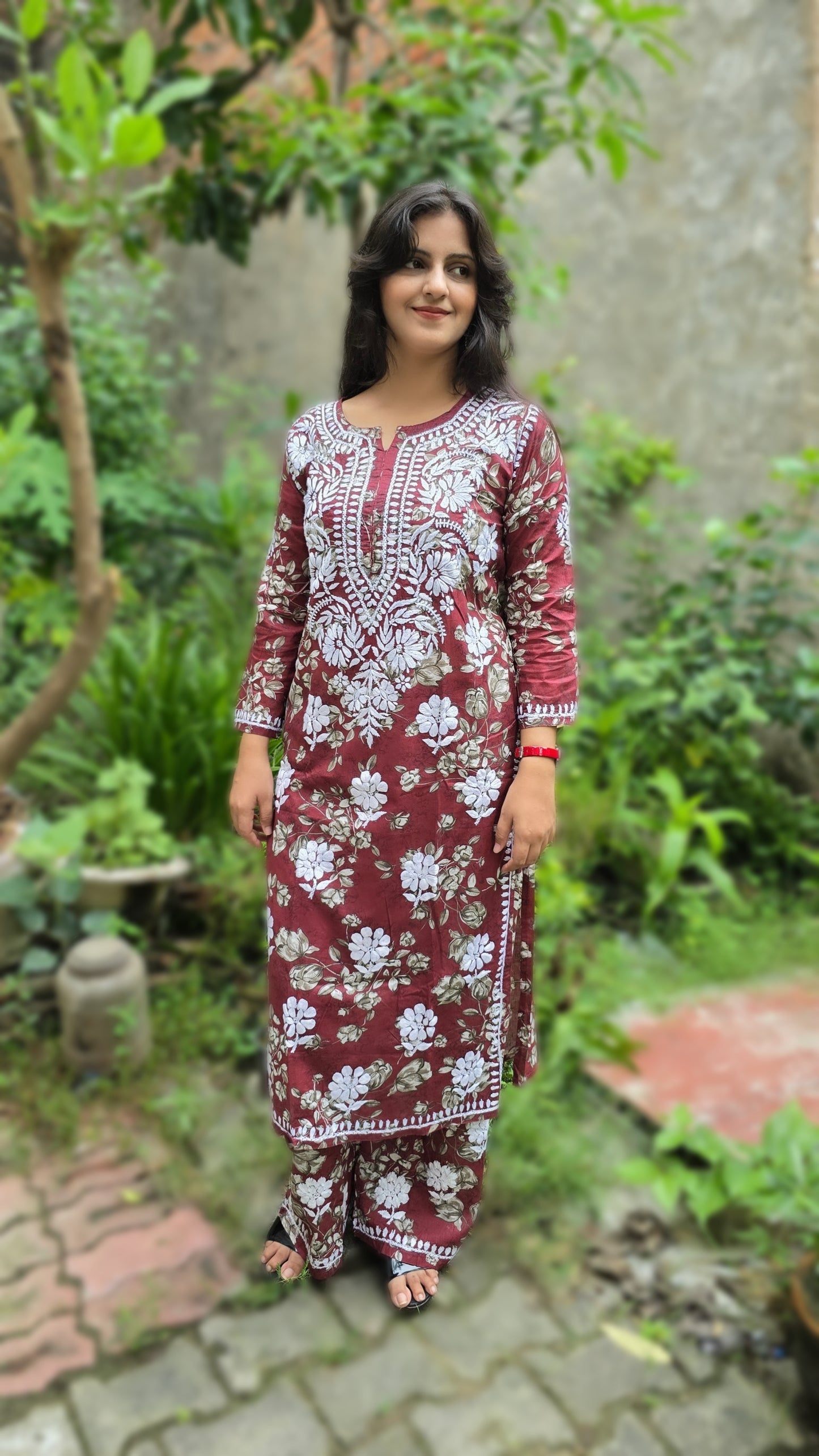 Zeenat Chikankri Mul Cotton Kurta Plazzo Set