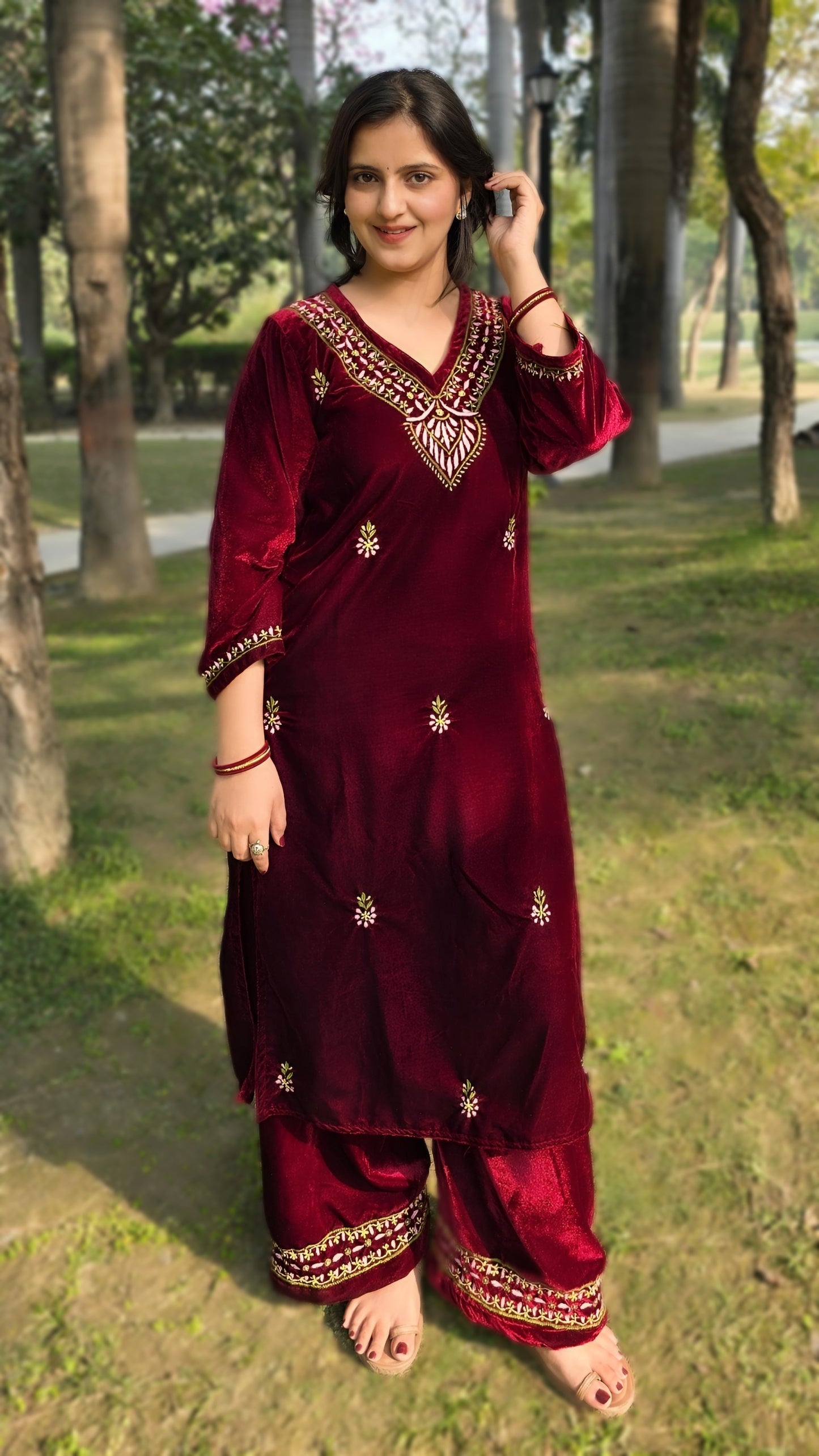 Ahmer Makhmal Chikankari Kurta Set