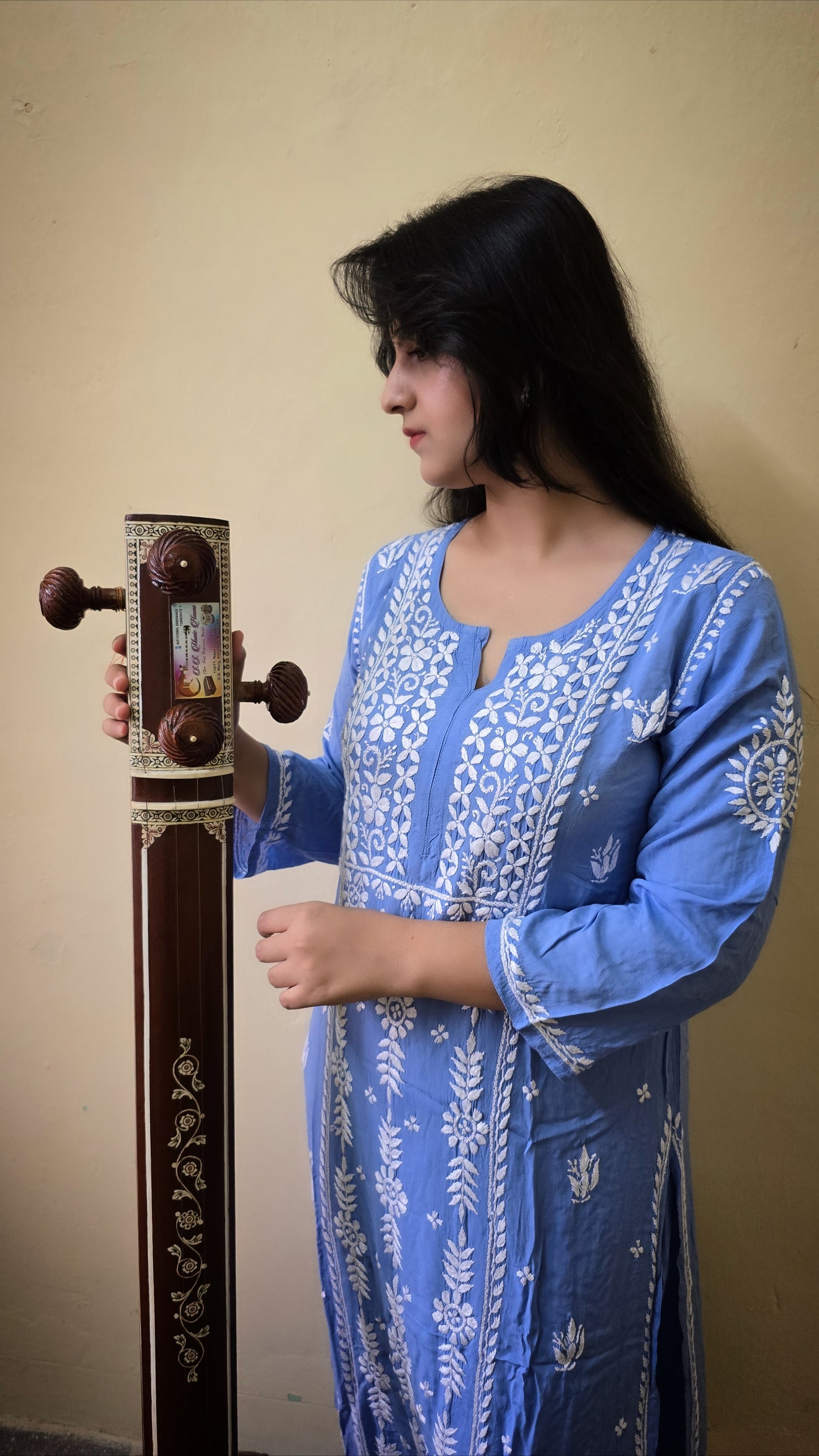Intricate chikankari all over kurta and plazzo