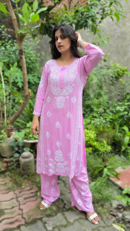 Rayon Chikankari Kurta-Plazzo Set